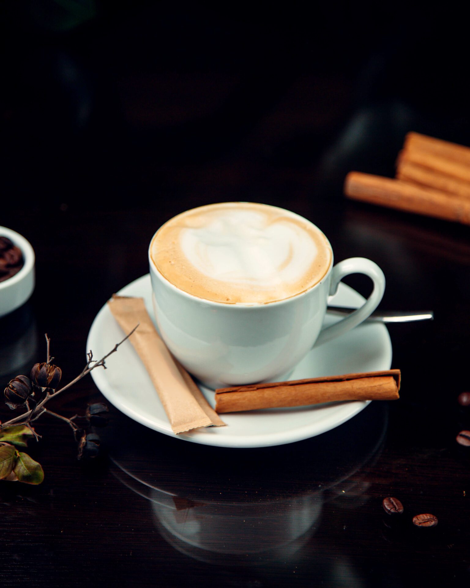 coffee with whipped cream and side cinnamon coffee with whipped cream and side cinnamon